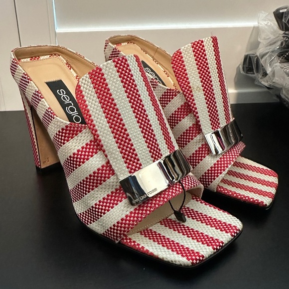 Sergio Rossi | PORTOFINO STRIPED JACQUARD SABOT MULES - Picture 2 of 8
